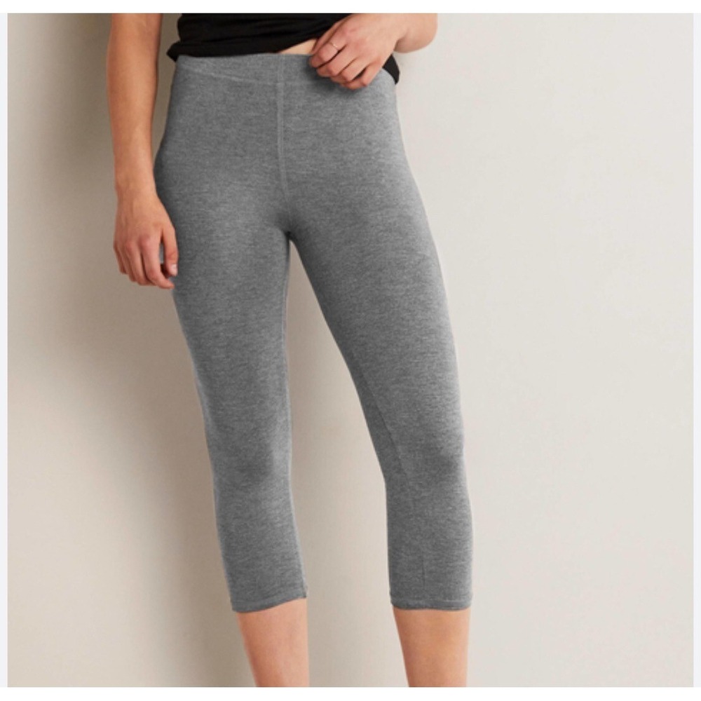 BODEN Soft Jersey Knit Cropped Leggings Light Gray High Rise 6
